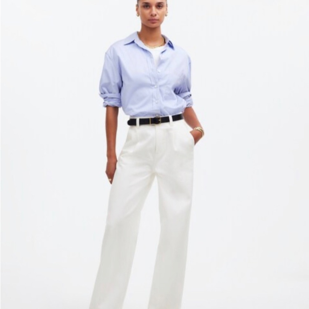 NWT Madewell The Harlow Wide-Leg Jean: Airy Denim Edition—Tile White size 32